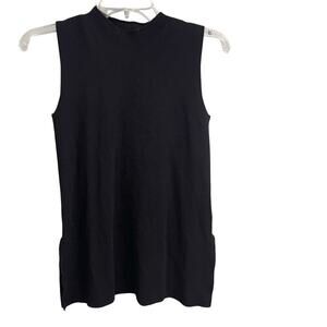 MM Lafleur Black Ribbed Tank Size Small Blouse Sleeveless Workwear Office Casual